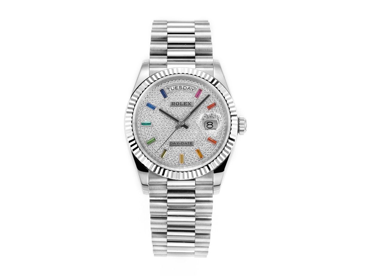 Rolex DayDate 128236 Rainbow Diamonds Swiss Superclone 1:1 Best Factory