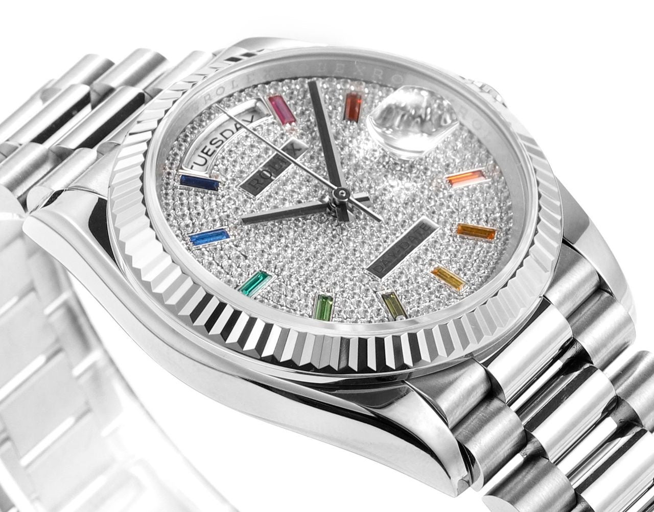 Rolex DayDate 128236 Rainbow Diamonds Swiss Superclone 1:1 Best Factory