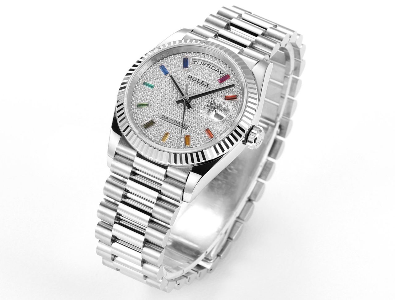 Rolex DayDate 128236 Rainbow Diamonds Swiss Superclone 1:1 Best Factory