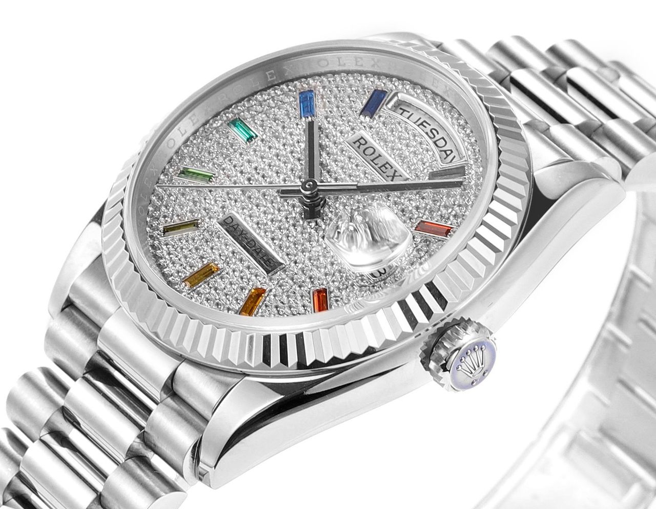 Rolex DayDate 128236 Rainbow Diamonds Swiss Superclone 1:1 Best Factory