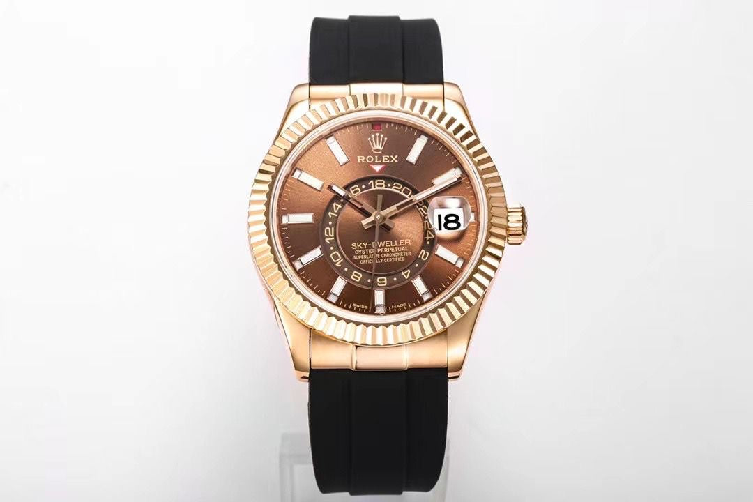 Rolex Sky-Dweller Rose Gold 326235 Chocolate Oysterflex Swiss Superclone 1:1 Best Factory