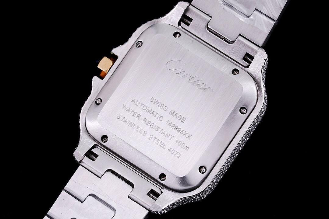 Cartier Santos De Cartier 40’ icedout Bustdown Superclone