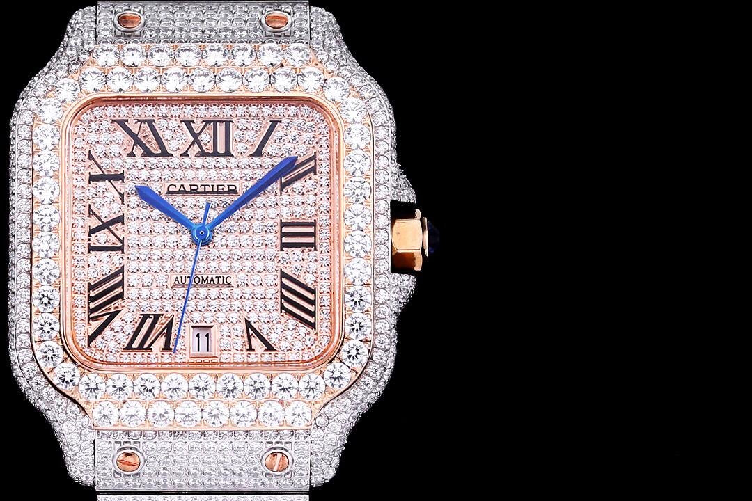 Cartier Santos De Cartier 40’ icedout Bustdown Superclone
