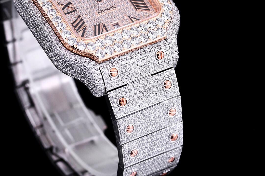 Cartier Santos De Cartier 40’ icedout Bustdown Superclone