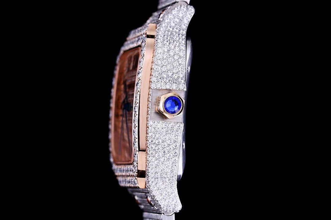 Cartier Santos De Cartier 40’ icedout Bustdown Superclone
