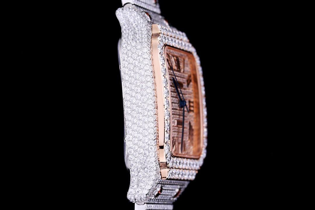Cartier Santos De Cartier 40’ icedout Bustdown Superclone