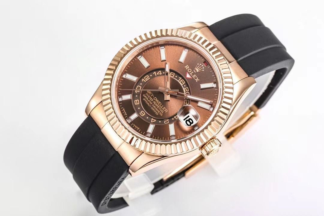 Rolex Sky-Dweller Rose Gold 326235 Chocolate Oysterflex Swiss Superclone 1:1 Best Factory