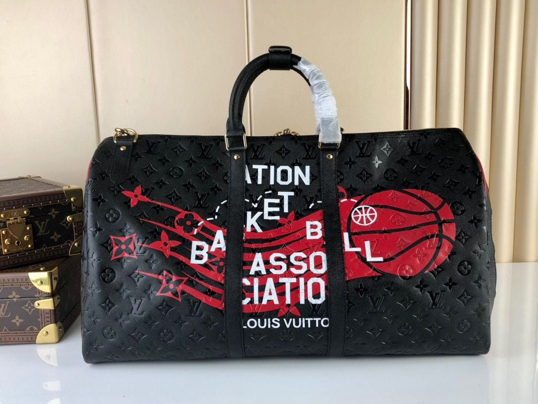 Louis Vuitton Keepall Bandouliere 55 NBA LV Black Basketball Weekend Travel Bag