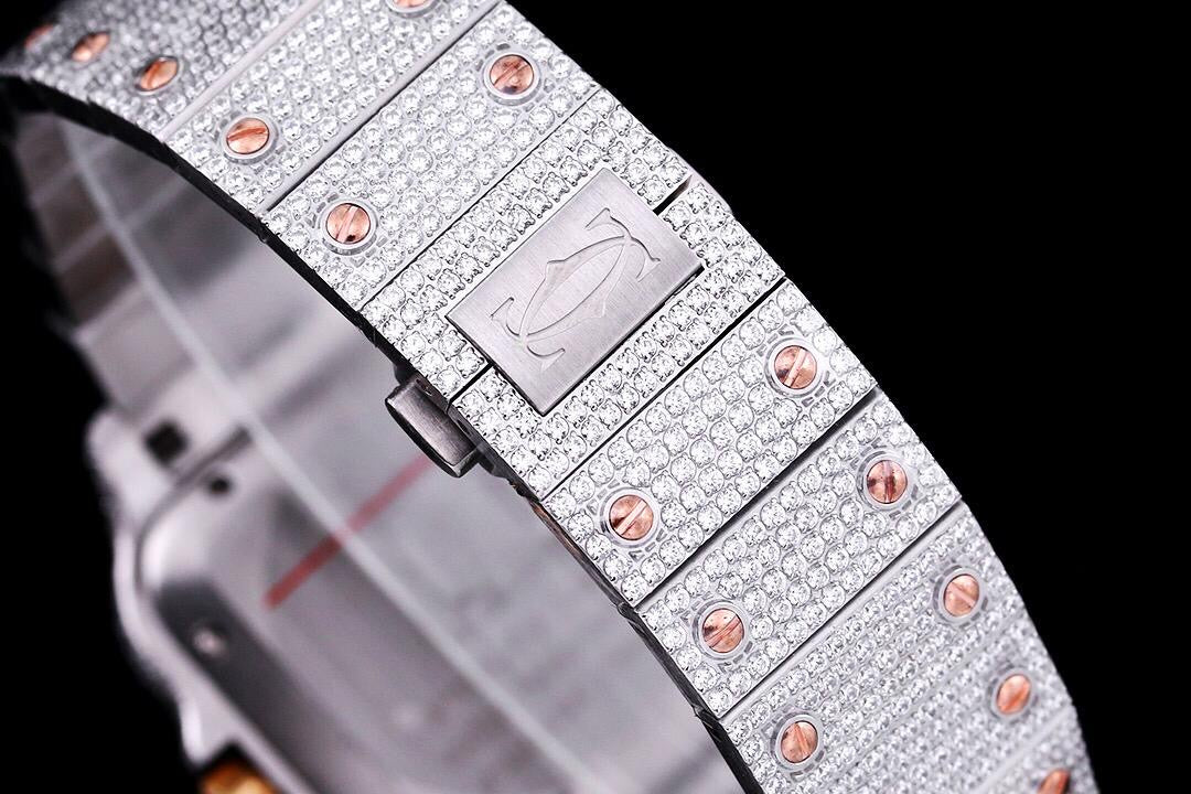 Cartier Santos De Cartier 40’ icedout Bustdown Superclone