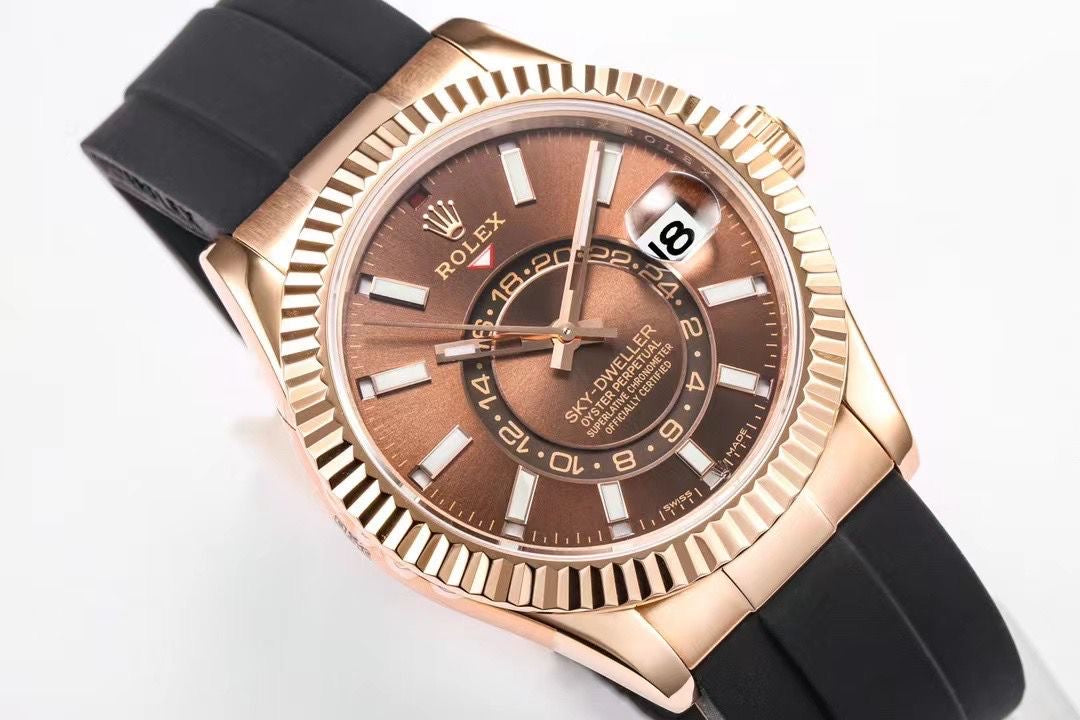 Rolex Sky-Dweller Rose Gold 326235 Chocolate Oysterflex Swiss Superclone 1:1 Best Factory