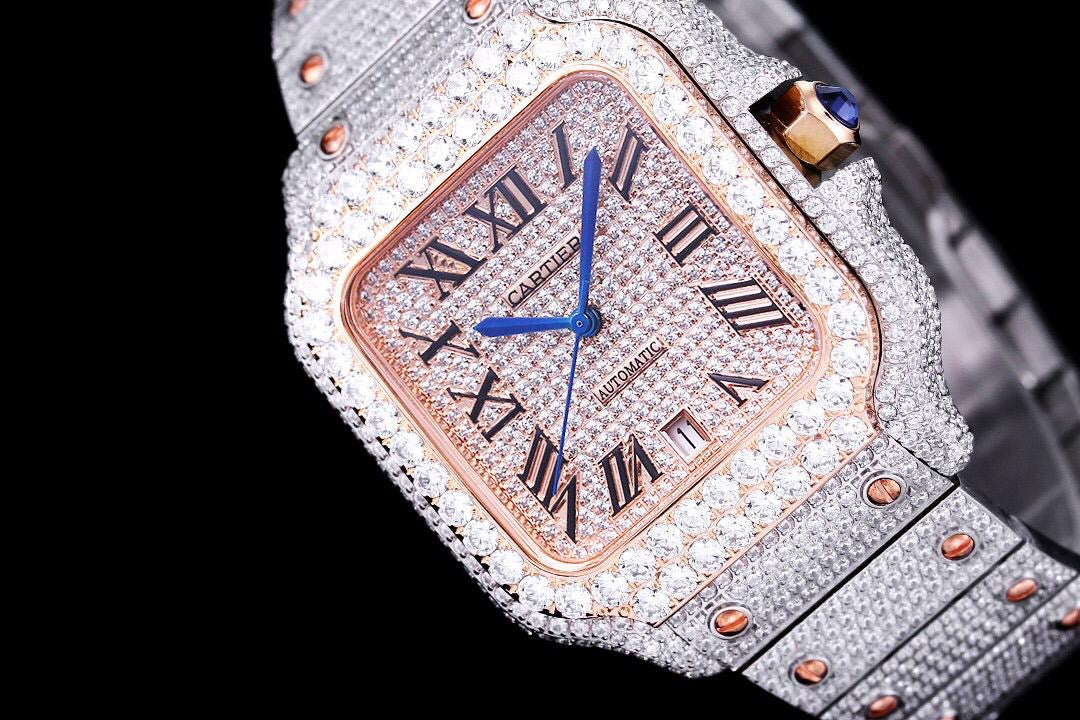 Cartier Santos De Cartier 40’ icedout Bustdown Superclone