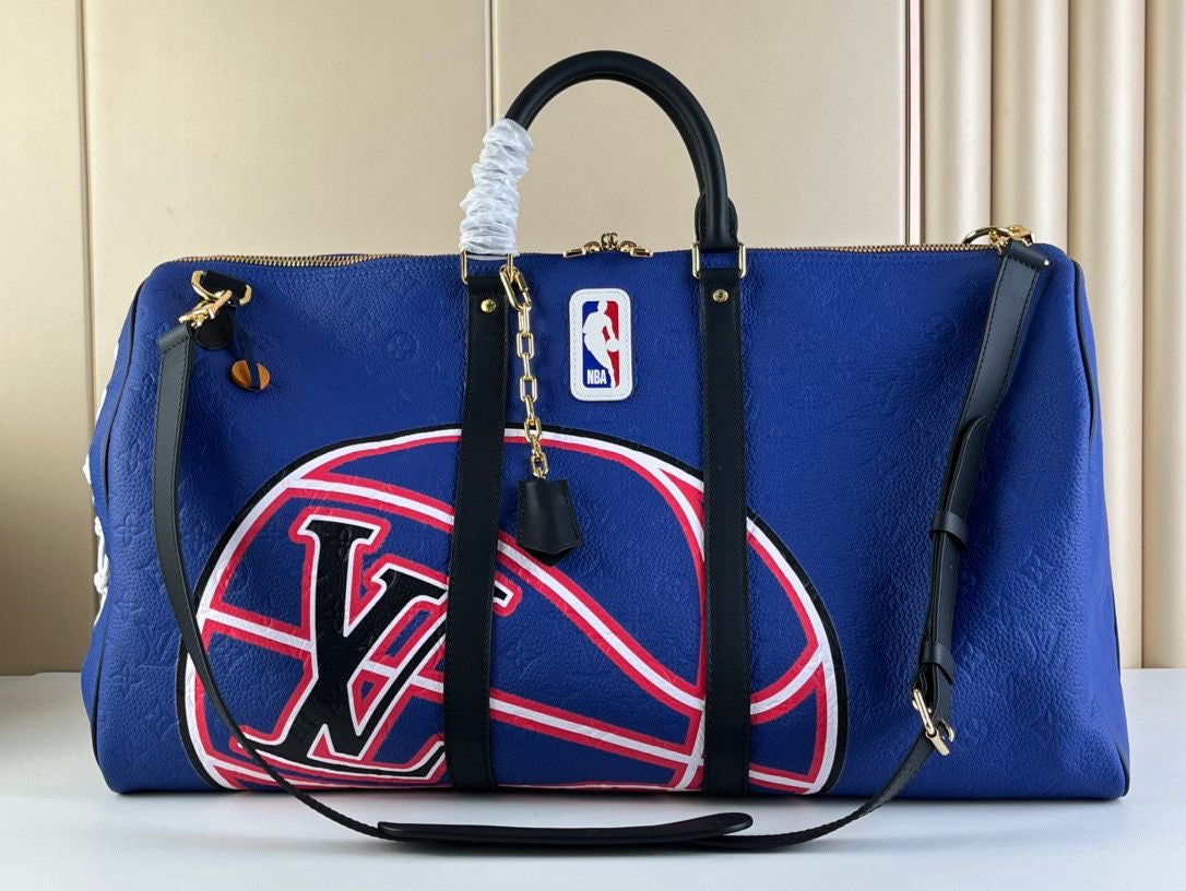 Louis Vuitton Keepall Bandouliere 55 NBA LV Blue Basketball Weekend Travel Bag