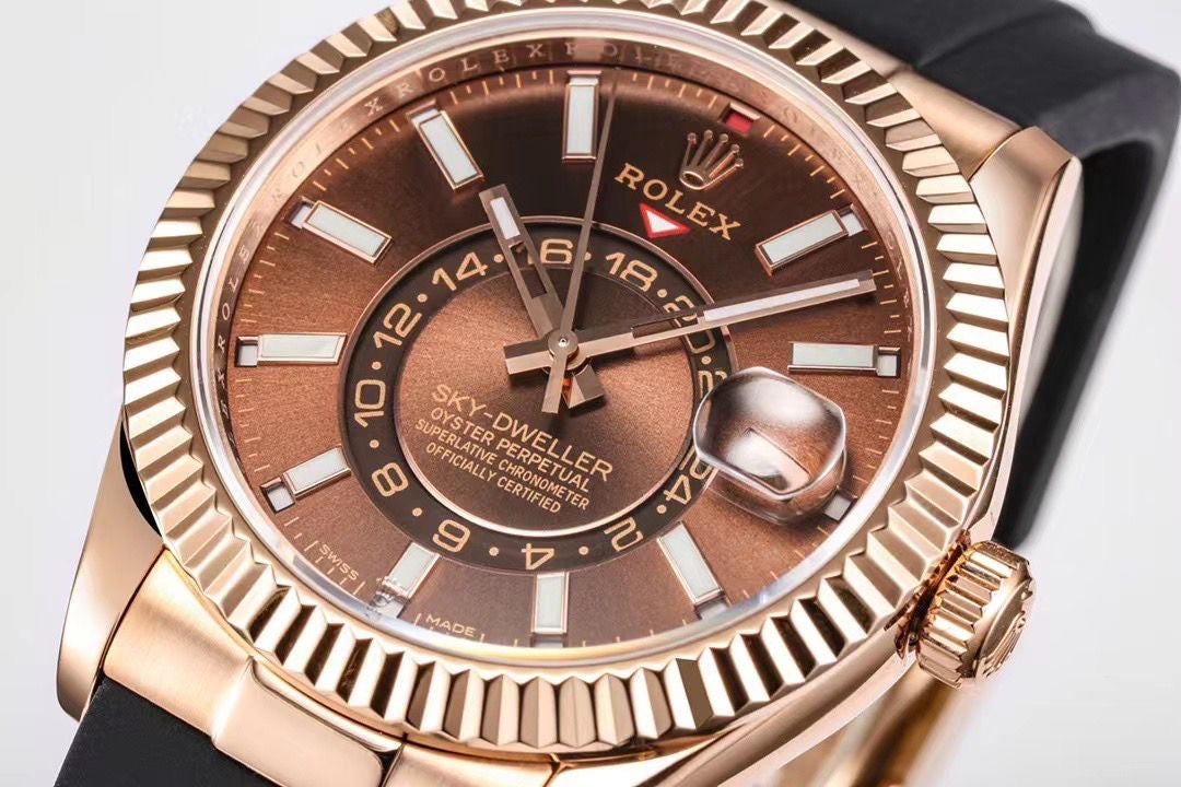 Rolex Sky-Dweller Rose Gold 326235 Chocolate Oysterflex Swiss Superclone 1:1 Best Factory