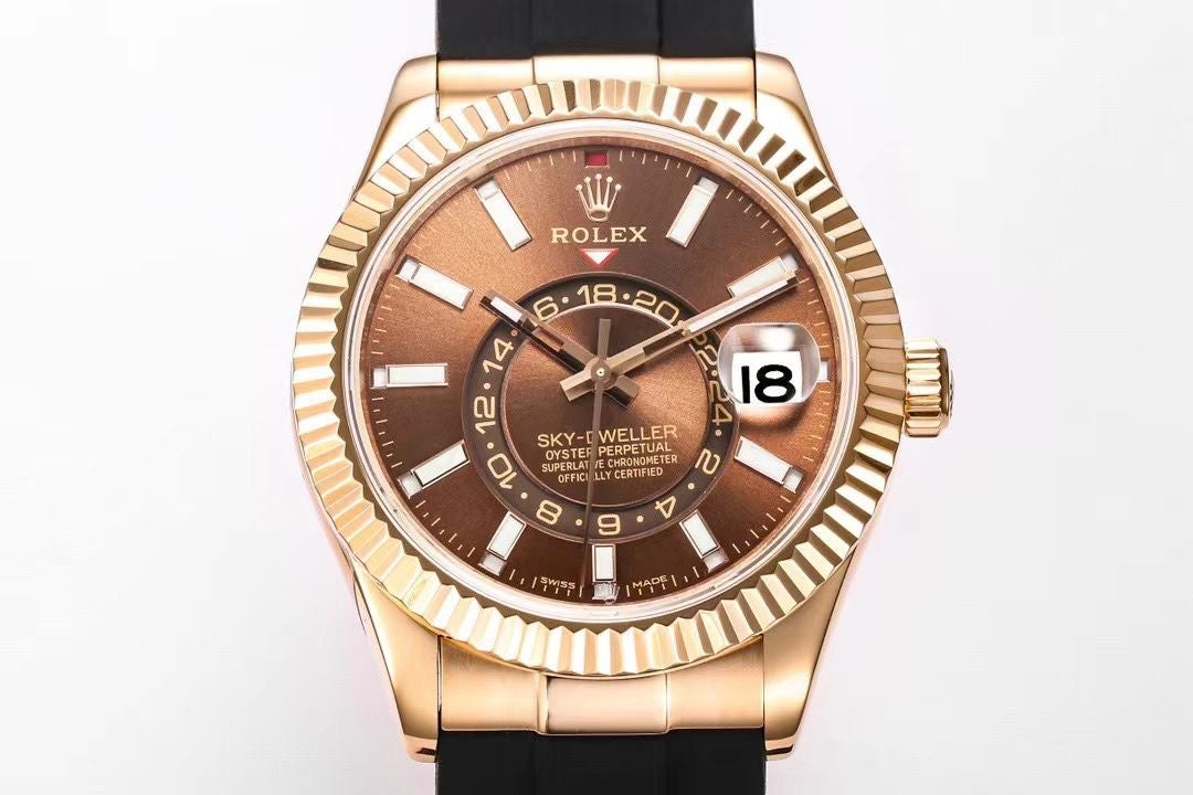 Rolex Sky-Dweller Rose Gold 326235 Chocolate Oysterflex Swiss Superclone 1:1 Best Factory