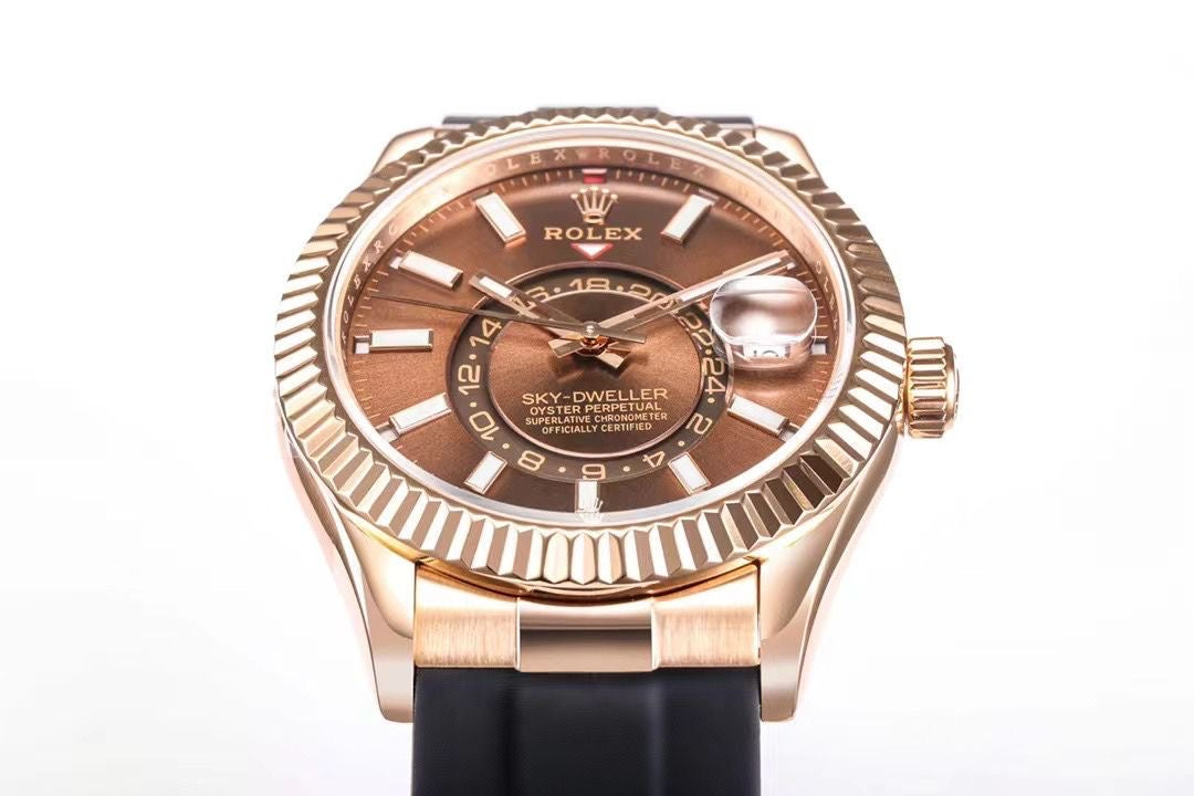 Rolex Sky-Dweller Rose Gold 326235 Chocolate Oysterflex Swiss Superclone 1:1 Best Factory