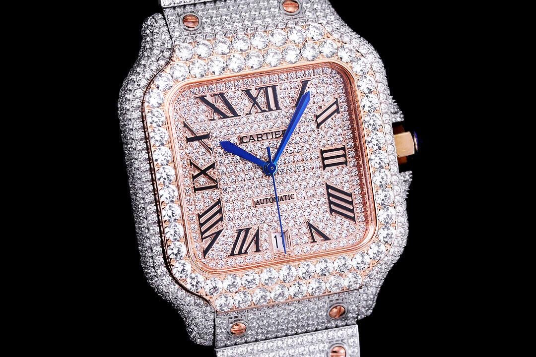 Cartier Santos De Cartier 40’ icedout Bustdown Superclone